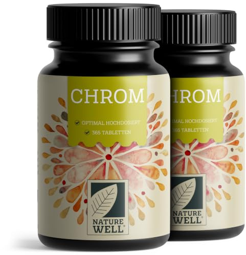 Chrom Tabletten 730x mit 200 mcg Chrom aus Chromium Picolinate - optimal hochdosiert - normaler Blutzuckerspiegel und Makronährstoff-Stoffwechsel – laborgeprüft mit Zertifikat - vegan