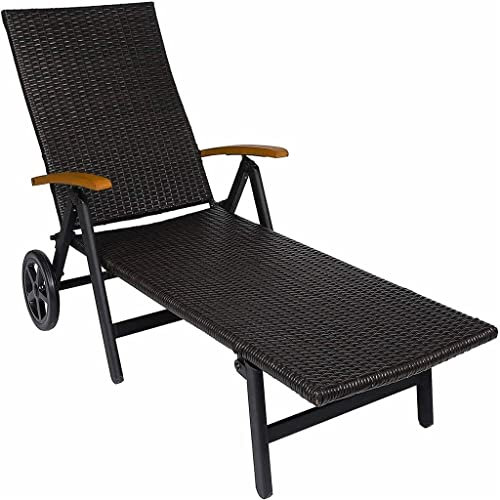 FAZENHUA Rattan-Sonnenliege, Strandstuhl, Verstellbarer Liegestuhl, klappbare Liegen für Terrassen, Hinterhöfe, Gärten, Pools, Gartenmöbel, hoffnungsvoll