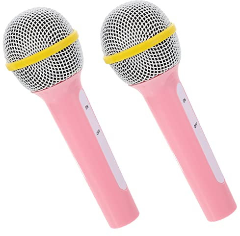 MUSISALY 2 Pièces Microphone Simulé Jouet avec Microphone Jouets pour Enfants Micro Réaliste Microphones sans Fil Modèle De Microphone pour Enfants Micro Enfant Faux Micro Plastique Rose