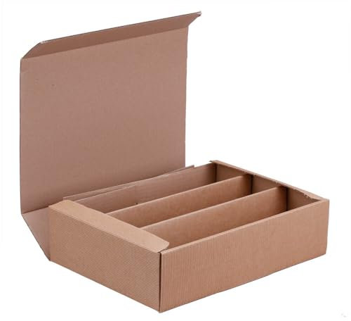 3er Weinkarton, Geschenkkarton, Natur, Wellpappe, 36 x 25 x 9,5 cm, 25 Stück
