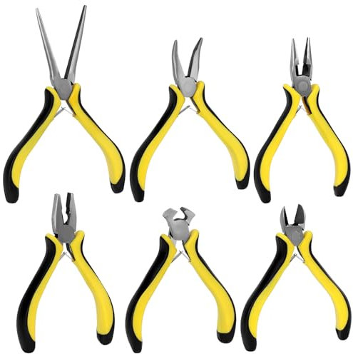 QWORK® 6-teiliges Mini-Zangen-Set für Elektronik und Schmuckherstellung, Legierter Stahl Materialien, Ergonomisch Griffe, 4,5 Zoll (125mm)