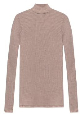 Dilling Merino Langarmshirt Damen Schwarz – Merinowolle Shirt Stehkragen | 100% Bio-Merinowolle, fein geripptes Stehkragen-Langarmshirt für Damen - leichtes Unterhemd für Alltag