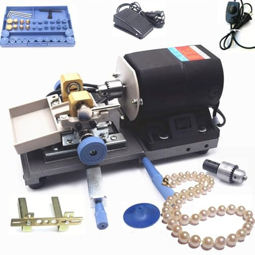 Perceuse de Perles 450 W, Perceuse de Corail, Machine de Perçage D'ambre avec Plaque de Sable, Cadre en Fer, Mandrin de 6,5 Mm, Perçage Symétrique, Vitesse Réglable pour Outils de Bijoux en Pierre D'a