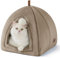 Bedsure Katzenhöhle große Katzen Kamel - Faltbare Katzenbett mit waschbaren Kissen, Katzenzelt für Kätzchen kleine, mittelgroße Haustier, weiches und warmes Katzenhaus für drinnen, 40x40x40cm