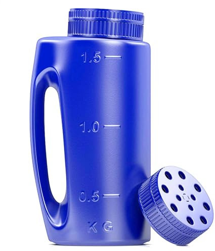 Syengery Handstreuer, 84,54 oz Handstreuer mit einstellbarem Zifferblatt, Mehrzweck-Streuer, 1,5 l Handstreuer-Shaker, tragbarer Rasensamenstreuer für Eisschmelze, Erdnahrung, Dünger