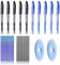 ElevaPulse 12 Stück Radierbarer Kugelschreiber（Schwarze+Blaue）+10 Blaue Stiftkerne+10 Schwarze Stiftkerne+2 Radiergummi, Radierbare Stifte, Gelschreiber Radierbar, Nachfüllbarer Radierstift