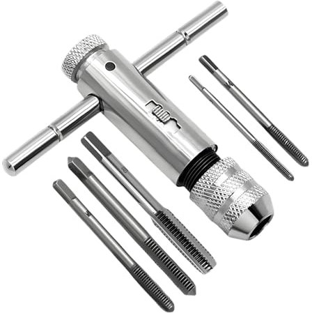 SIGANDG Tarauds et Filières Tourne a Gauche Coffret Taraud M3 M4 M5 M6 M8 Tarauds à Goujure Droite à Main Assortiment Clé à tarauder pour Filet Rapporté