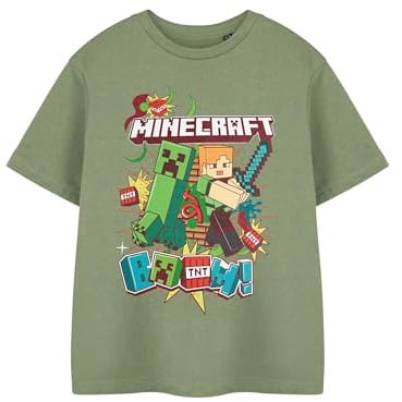 Minecraft T-Shirt Jungen Creeper Innerhalb Schwarzer Kurzarm-Gamer-Top
