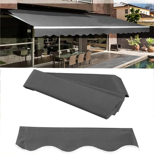 3 x 4 m manuell einziehbare Terrassenmarkise, Stoff, Ersatz, wasserdicht, Sonnenschutz, Abdeckung für Gartenpavillon, Anti-UV-Sonnenschutz für Innenhof, Balkon, Grau, große Größe: 5 x 3 m