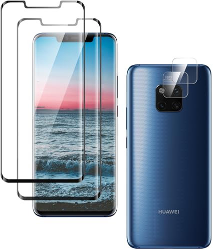 uShield Protector de pantalla para Huawei Mate 20 Pro, protector de pantalla de vidrio templado, dureza 9H, transparente HD, antiarañazos, antihuellas, sin burbujas, vidrio templado, paquete de 2 + 2