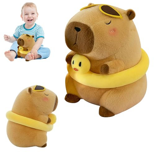 DHINCHANSAIB Kawaii Capibara - Peluche Suave con Mochila en Forma de Tortuga, Regalo para niños y niñas, Peluche y cojín para Juguetes, agradables (Style 3)