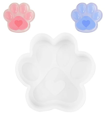 PDETVEO Grand moule en silicone pour empreintes de pattes de chien, blanc, moule en résine pour bricolage, artisanat, fait main, 10,2 x 9,8 x 2,5 cm