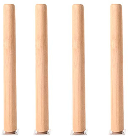 Lot de 4 pieds de meubles en bois massif de 50 cm, pour meuble TV, lit, canapé, table basse, ottomane avec vis