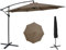 ZealWe Garden Parasol Umbrella, 3m Cantilever Patio Parasols with Cover and Crank Handle, Banana Parasol Sun Shade with Cross Base and 8 Ribs for Beach Pool Lawn Backyard Deck, Khaki