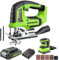 Greenworks Scie sauteuse sans fil 24 V et meuleuse à poing sans fil, hauteur de levage 26 mm, brushless, avec batterie 2 Ah et chargeur