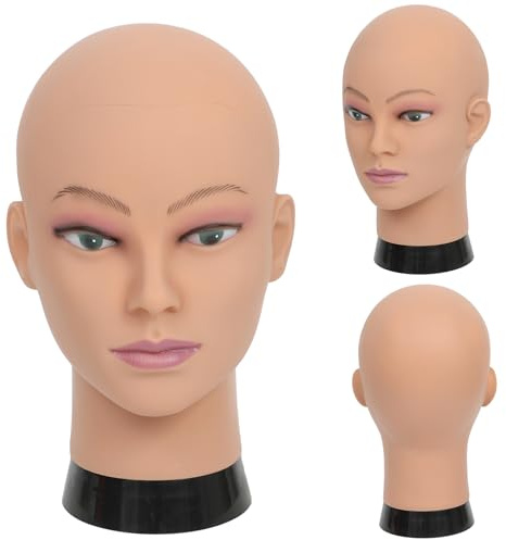 SK-QACD Mannequin-Kopf, weiblich, professioneller Kosmetologie-Trainingskopf, Puppenkopf für Perückenherstellung und Präsentationsständer, mit kostenloser Tischklemme (Teint-a)
