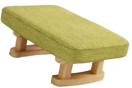 LOVIVER Kleiner Fußhocker, Ottomane, gepolsterter Fußhocker, bequemer, einzigartiger rechteckiger Stuhl, Trittstütze mit Holzbeinen für Bürobett, GrÜn