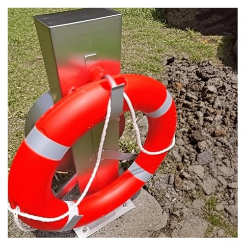 MZZKFC Stainless Steel Boat Life Ring Holder, 1m Tall Floor Standing Lifebuoy Fixed Bracket with 40cm Rope Storage Disc, Ring Buoy Hook Bracket 2pack, Ships Cruise Ships(3 pcs)