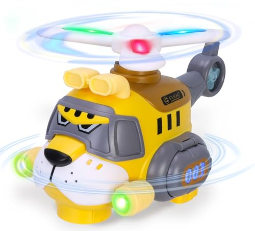 Habuddy Elektro-Hubschrauber Spielzeug mit LED Licht & Sound, Stopp & Go, 360° Rotor - Leuchtendes Spielzeug für Kinder ab 3 (Tiger Design)