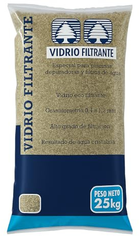KURIL Vidrio filtrante para Piscina Ion Pure – 25 kg | Cristal Reciclado sin aristas | Granulometría 0,4–1,2 mm | Alto Rendimiento y filtración | Sustituye Arena de sílice