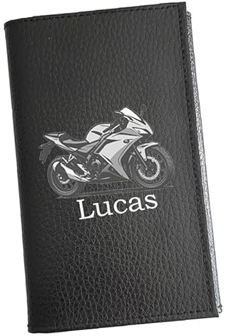 Syl'la – Etui Carte Grise Porte-papiers Voiture Cuir Noir pour Homme et Femme – Moto Route personnalisé avec Prenom