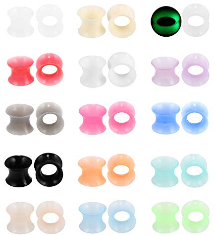 Xpircn Thin Silicone Ear Plugs Tunnels Flexible Ear Earlets Ear Gauges Expander Stretchers Double Flared Flesh Ear Piercing Jewelry 2G (6mm)