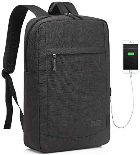 VASCHY Mochila Portatil Hombre, Mochila Ordenador Portatil 17 Pulgadas Ligera y Impermeable Mochila Escolar con Puerto de Carga USB Mochila Antirrobo Viaje para Negocio Trabajo Diario Escolar, Negro