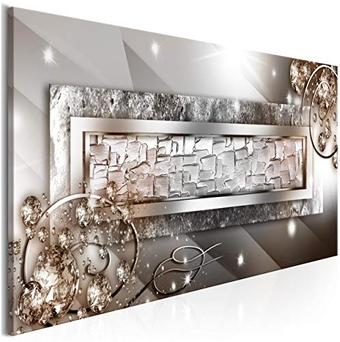 decomonkey Bilder Abstrakt 100x40 cm 1 Teilig Leinwandbilder Bild auf Leinwand Vlies Wandbild Kunstdruck Wanddeko Wand Wohnzimmer Wanddekoration Deko Diamanten glas modern silber
