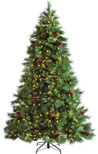 WeRChristmas Pre-Lit Portland Spruce Christmas Tree with 500 Chasing Warm LED Lights, Multi-Colour, 6.5 feet/1.95m