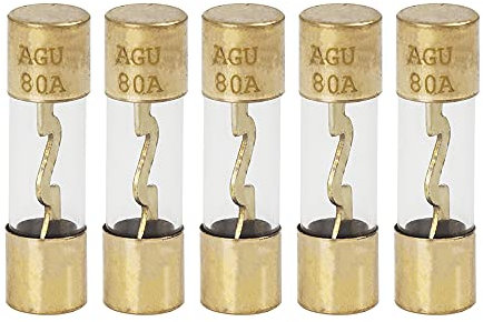 X AUTOHAUX 5 Stücke 80A AGU Sicherungen Feinsicherung Glassicherung Glasrohrsicherung G-Sicherung Schnellschlag-Glassicherungen-Sortiment-Set