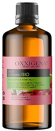 Oxxigena Olio di Ricino Biologico Vergine Puro al 100% - 1 L - Spremuto a Freddo - Equilibra e Rinforza - Nutriente ed Idratante per Pelle e Capelli - Vegano, senza OGM