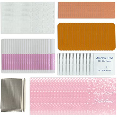 LIGHT RAIN Press on Nail Tool Kit for Salon 50 pcs - 2g Nail Glue, Adhesive Tabs, Mini Nail Buffer, Mini Nail File, Orangewood Sticks, Prep Pad, Detailed Instructions Card, OPP bag, Sticker
