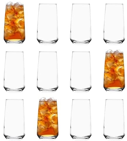 LAV 12x Clear 480ml Lal Highball Glasses - Tall Hi Ball Glass Water Gin Juice Cocktail Drinking Glassware Tumblers Set