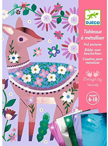 Djeco Metallfolie Hübscher Wald 4 liebenswerte Tiere zum Dekorieren | Bastel-Set #DJ09519