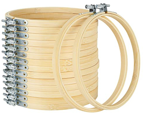 YAYODS 20 Pack 6 Inch Embroidery Hoops, Wood Cross Stitch Hoop Ring, 15CM Adjustable Wood Embroidery Circle Rings for DIY Art, Craft, Handy Sewing, Embroidery Accessories
