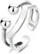 Lllunimon 925 Sterling Silber Doppelter geometrischer Öffnungsring, Kreativer Ausdruck Smiley Ring, Einfacher Schmuck Geschenke für Männer und Frauen