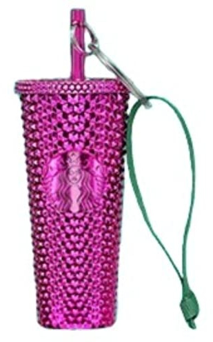 Starbucks Sangria (Hot Pink, Lila) Tasse Ornament Schlüsselanhänger Bling Herbst Winter Urlaub Weihnachten 2022