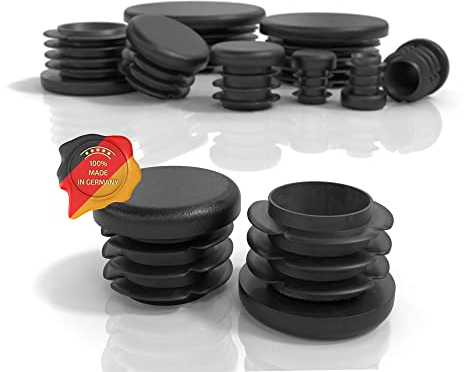 PD® Lamellenstopfen Rund 30mm für Rundrohr - Runde Endkappen aus PE Kunststoff - Rohrstopfen 30mm zur Rohrabdeckung von Stahlrohr, Edelstahlrohr, Alurohr & Aluprofil - Rundstopfen Schwarz - 4 Stück