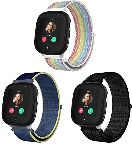 Seltureone 3 Stück Nylon-Armband für Kinder, kompatibel für Xplora X6 Play, Bequemer, Atmungsaktiver, Wasserdichte Riemen für Kinder, Einfach zu Tragen - Blau, Farbe, Schwarz