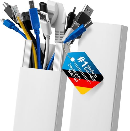 Nobeltek Kabelkanal Weiß Selbstklebend Flexibles Material für Einfache Montage Hohe Klebkraft Kabel Verstecken Kabelabdeckung Kabelmanagement Kabelführung 1m (10 STK - 60x40mm, weiß)