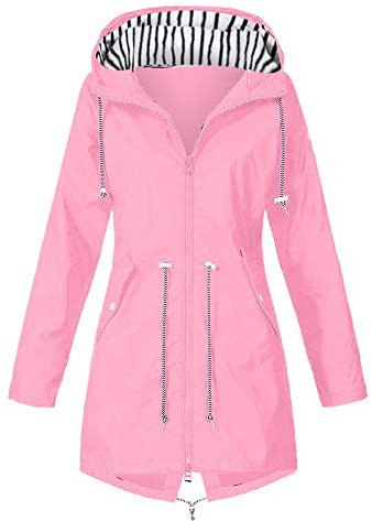 Veste Marque Femme - Veste Imperméable Coupe-Vent À Capuche pour Femmes Solides Vestes De Pluie en Plein Air Manteau pour Femmes Manteau Trapèze