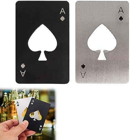 Apribottiglie, Apribottiglie Poker, Apribottiglie Piatto Birra in Acciaio Inox, A Forma di Carta di Assi, Apribottiglie Asso di Picche A Carte da Poker, Apribottiglie in Acciaio Inossidabile, 2Pezzi