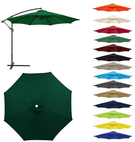 HonunGron Auvent De Remplacement pour Parasol 2,0/2,3/2,5/2,7m/3,0m, 6 Baleines/8 Baleines Toile De Parasol Déporté Remplacement Pour Cour,Jardin,Plage, Protection UV 50+ (2.3m-8 ribs,Vert Foncé)