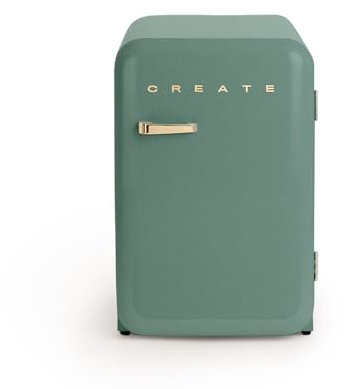 CREATE / RETRO FRIDGE 83.5 ROSE GOLD/Frigorífico verde sage maneta oro rosado / 98W, bajo consumo, 2 estantes, regulador temperatura, botellero, 56x54x84cm