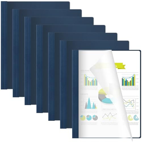 MotiMind 10 Pcs Thermal Binding Covers, 8.5 x 11 Inch Letter Size, 1 Inch Spine Holds 240 Sheets, Clear Front Paper Back Report Cover Suitable for Schools Offices Presentation(Blue)