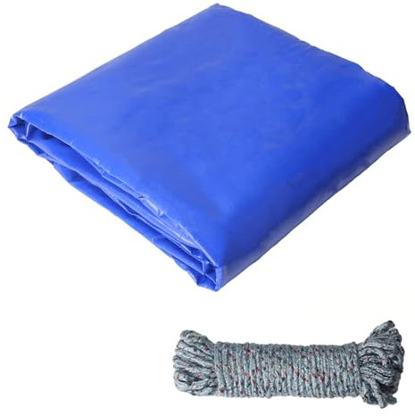 COEWUR Telone 3 x 3 m Telo Blu Impermeabile con Occhielli 420 g/m² Anti UV Telone Copertura Include 10 Metri di Corda per Piscina Trampolino Gazebo Mobili da Giardino