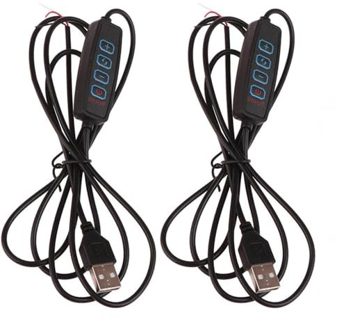 2PCS 1.5M USB 5V LED Tri-Color Dimming Color Switch Cable Dimmer 4-Key Controller 2CH for Low Voltage LED CCT Bicolor Light (Black)
