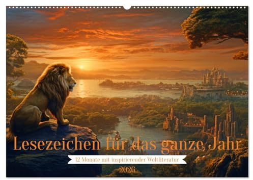 Lesezeichen für das ganze Jahr - 12 Monate mit inspirierender Weltliteratur (Wandkalender 2026 DIN A2 quer), CALVENDO Monatskalender: Ein Wandkalender ... literarisches Meisterwerk. (CALVENDO Kunst)