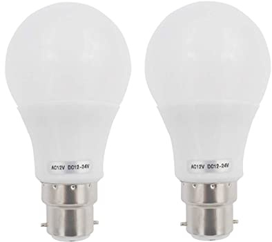 GRV B22 - Lampadina LED SMD 12-5730, non dimmerabile, in plastica, 5 W, equivalente a 40 W, 12 V, a bassa tensione, colore bianco freddo, confezione da 6