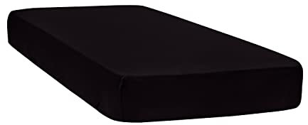 Mixibaby Spannbettlaken Jersey Spannbetttuch 100% Baumwolle Bettlaken Spannbettuch Laken, Farbe:schwarz, Größe:160 x 200 cm
